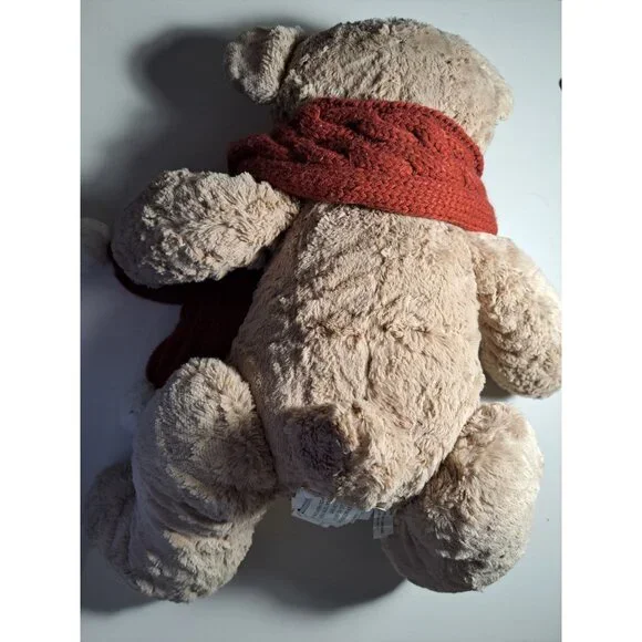 Large UGG Oatmeal Sunny Plush Teddy Bear Red Cable Knit Scarf 16" Toy Stuffed - Picture 5 of 12